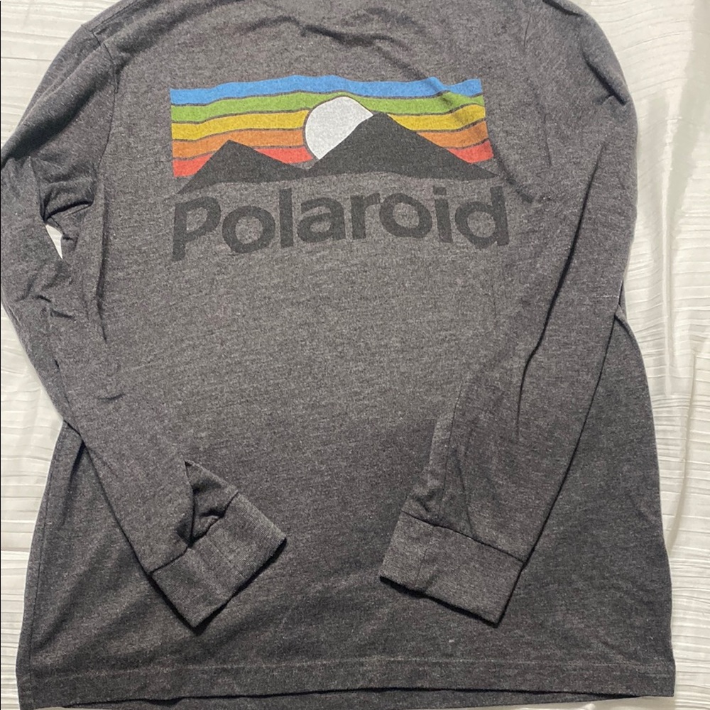 American Eagle Outfitters Gray Long Sleeve Tee with Polaroid Graphic